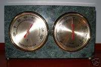 Decorative Collectible Marble W/ Brass Encased Thermometer 