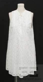 Theory White Cotton Eyelet Sleeveless Dress Size 10  