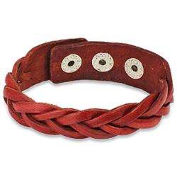 Red Braided Leather Snap Bracelet  Overstock