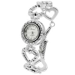Geneva Platinum Heart Link Bracelet Watch  Overstock