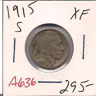 1915 S Buffalo Nickel Five Cent Extra Fine A636  