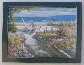 Ocean Nautical Beach Chairs Framed country Picture Pictures Art  
