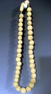 China Chinese Ox Bone Carved Necklace Round Shape Beads c.Early 20th 