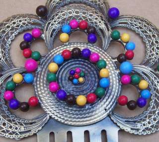 Spanish mantilla comb peineta multi ceramic beads  