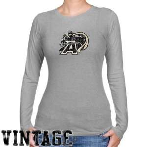 NCAA Army Black Knights Ladies Ash Distressed Logo Vintage Long Sleeve 