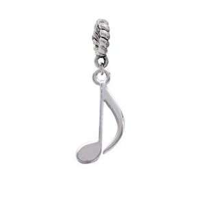 Silver Rounded Eighth Music Note Silver Plated European Charm Dangle 