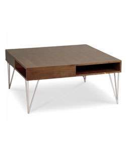 Snap Walnut Large Square Coffee Table  Overstock