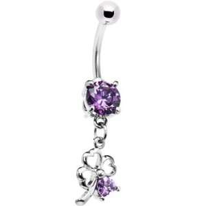  Lilac Gem Lucky Shamrock Dangle Belly Ring: Jewelry
