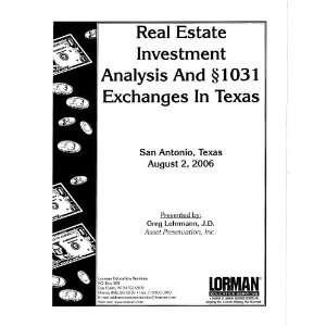  Real Estate Investment Analysis And 1031 Exchanges in 