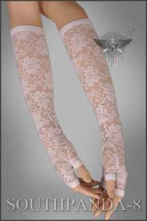 SL269 Long White Floral Cute Ladies Ivory lace Gloves Stylish  