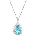 Glitzy Rocks Sterling Silver Blue Topaz and Cubic Zirconia Necklace