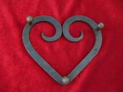 Early American Antique Wrought Iron Heart Trivet SIGNED  
