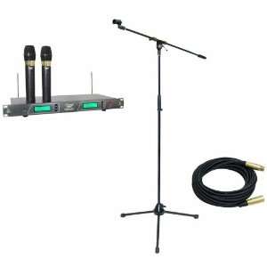  Pyle Mic and Stand Package   PDWM2550 19 Rack Mount Dual 