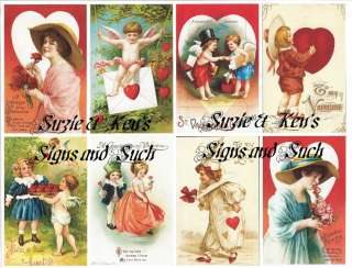 Vintage Victorian Valentines Day Stickers Hearts Cupid  