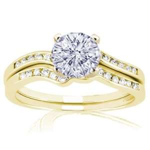 Diamond Engagement Wedding Rings Channel Set 14K YELLOW GOLD SI2 J GIA 
