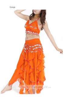 C91805 Tribal belly dance costume Top Belt Skirt 3 pics  