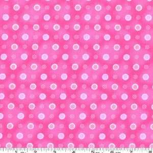  45 Wide Urban Greens Circle Flowers Hot Pink Fabric By 