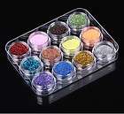 12 Colors Nail Art Acrylic Nail Glitter Loose Powder Gift  