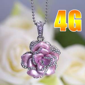 4GB Pink Crystal Flower Necklace USB 2.0 Flash Drive F1  