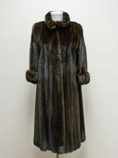   MAHOGANY FEMALE PETITE MINK COAT WITH GATHERED COLLAR AND CUFFS  