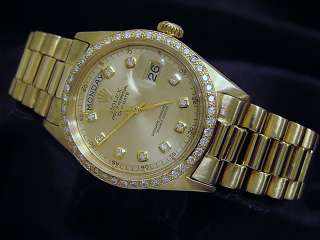 Mens Rolex 18k Gold Day Date President Watch W/Diamonds  