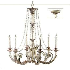 Wrought Iron 6 Lights Chandelier with Paris White Finish