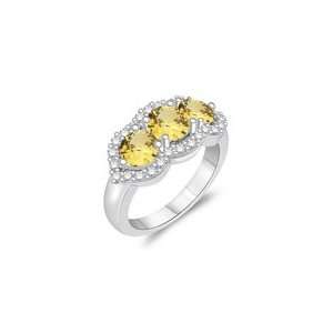  0.28 Cts Diamond & 1.78 Cts Yellow Sapphire Three Stone 