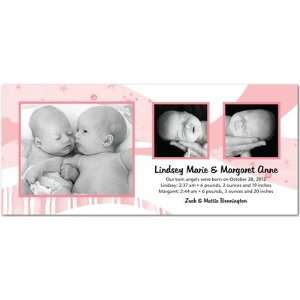 Twin Birth Announcements   Graceful Lines Bloom By Sb Hello Little 