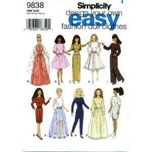  Simplicity 9838 Sewing Pattern Fashion Doll Clothes Arts 