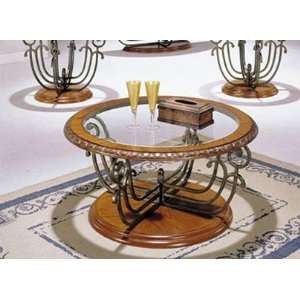  Coffee Table Bronze & Oak Finish Furniture & Decor