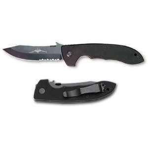 Emerson Horseman with Wave 3.54 Black Combo Edge Blade Liner Lock 