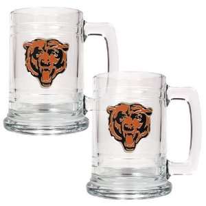  Chicago Bears 2pc 15oz Glass Tankard Set   Primary Logo 