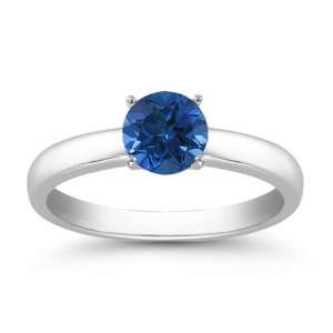  0.55 Carats 5mm Sapphire Gemstone Solitaire Ring in 14K 
