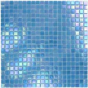  Caribbean Blue Iridescent Glass Tile 5/8 x 5/8