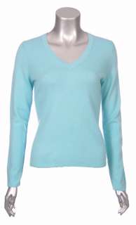 Sutton Studio Womens 100% Pure Cashmere Solid V Neck Sweater  
