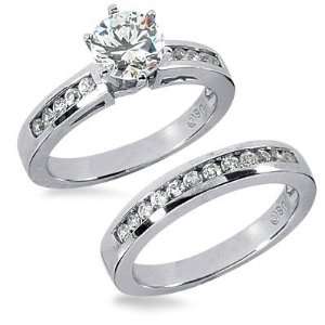  0.94 Ct. Diamond Bridal Engagement Ring Set: Jewelry