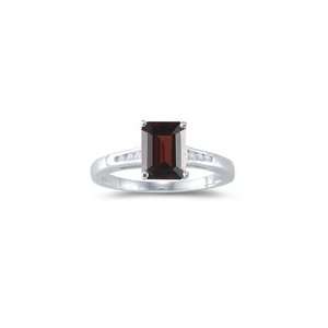  0.06 Cts Diamond & 1.70 Cts Garnet Ring in 14K White Gold 