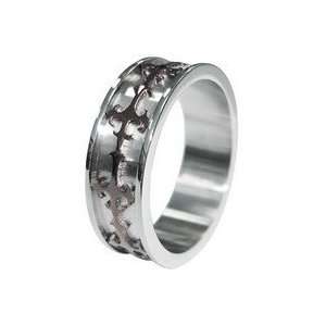 Gothic Cross Two Tone Stainless Steel Band Ring size 11
