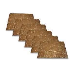  Thro 2632 13 by 18 Inch Quilted Rose Placemat, Gold, Set 