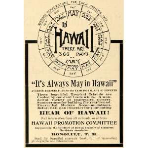  1904 Ad Hawaii Chamber of Commerce Calendar Travel 