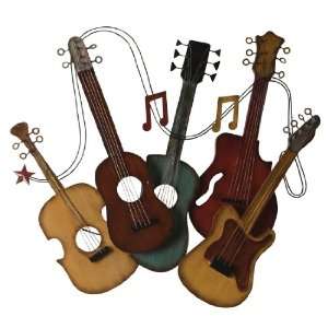   Imports Metal Wall Decor Colorful Collage of Guitars