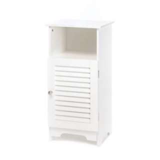 NEW  WHITE WOOD CAPE COD LOUVERED DOOR END TABLE / LINEN CLOSET 