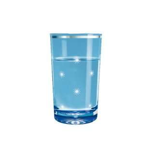  Water Glass, Aqua, Stars, Designer Color Enameled Sides and Bottom 