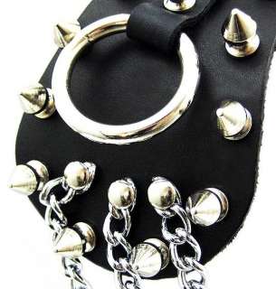 Pair Of Black Leather Spiked Epaulet Chains For Jackets  