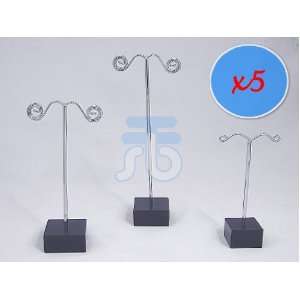Pack of 15 Jewelry Earring Tree Display Stands (Silver Pole and Black 