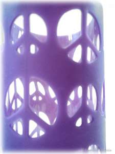 Glass 16oz Water Sports Bottle w Purple Silicone Sleeve  