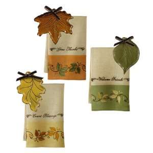: Grasslands Road Home Again Leaf Dish Embroidered Message Tea Towel 