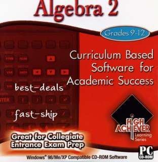 High Achiever CD ROM For PC Algebra 2 Grades 9 12 New  