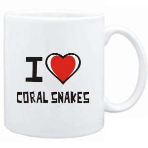    Mug White I love Coral Snakes  Animals