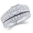   Diamond Engagement Rings Bridal Set 14k White Gold Wedding Band 3/4 CT